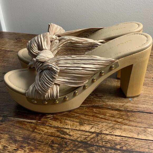 Koko + Palenki Jana Heel in Champagne Satin NWOT size 8.5 - Picture 4 of 7